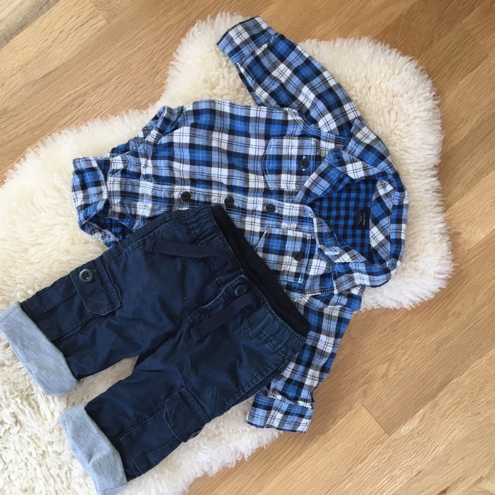 Gap Blue Winter Collard Shirt & Lined Pants